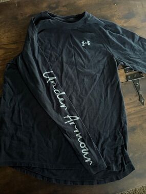 Under Armour Black Long Sleeve Crew with Sleeve Script